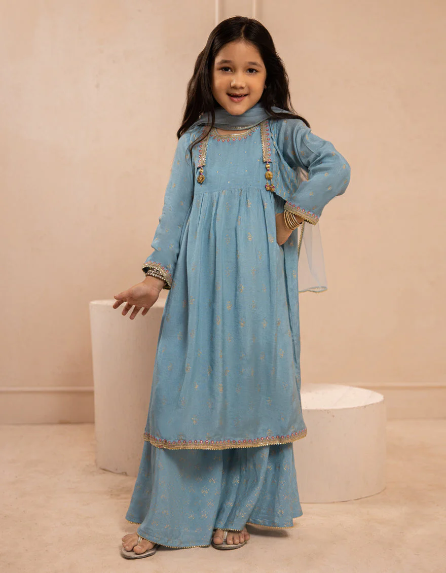 BLUE SILK 3PC STITCHED | JGKL-S-JGF-25-1917 FB/SHIREEN-05