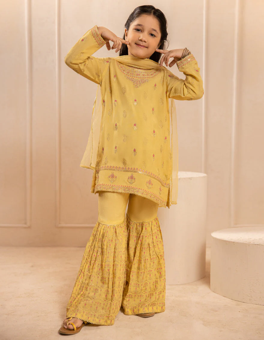 YELLOW SILK 3PC STITCHED | JGKL-S-JGF-25-1918 FB/SHIREEN-6