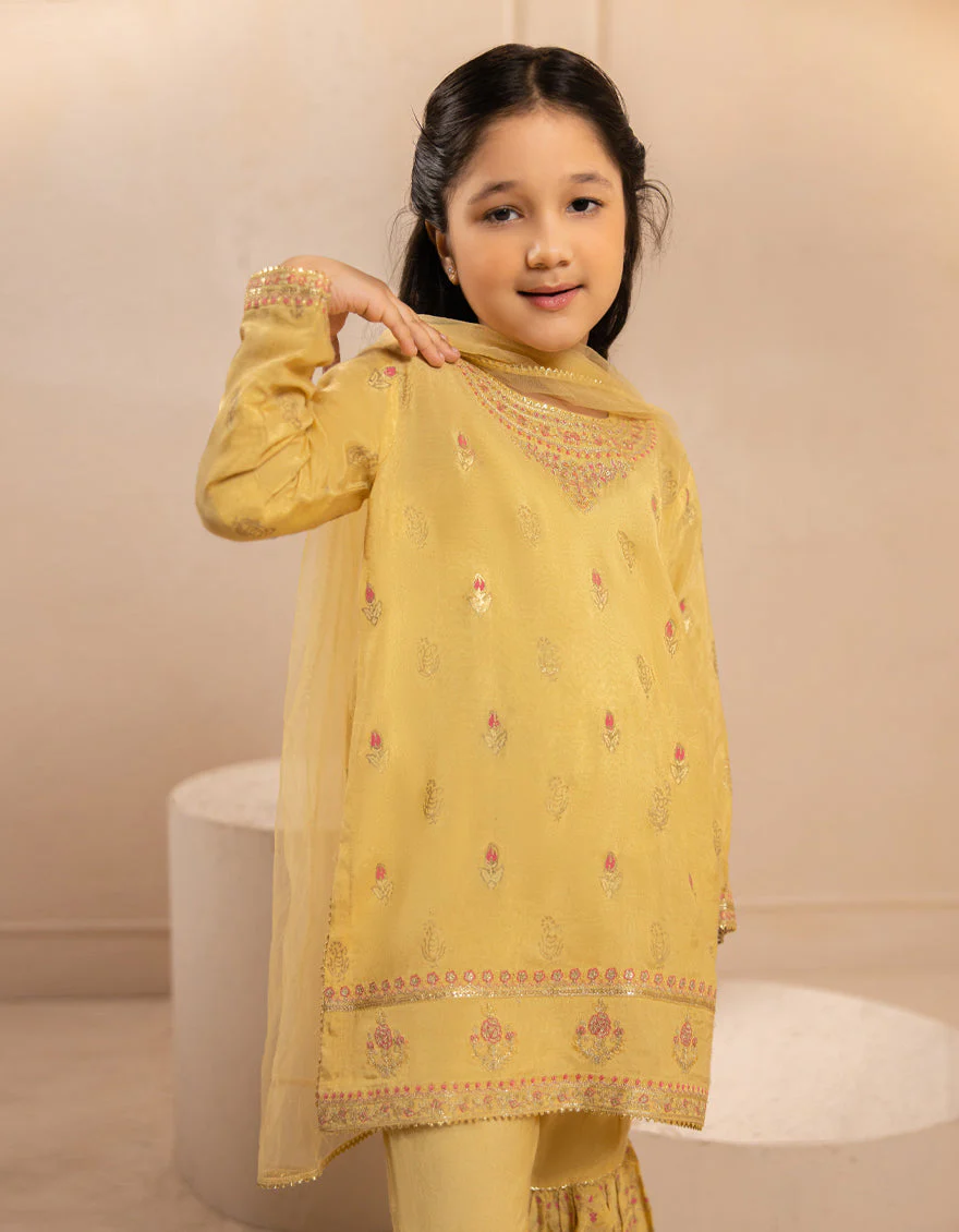 YELLOW SILK 3PC STITCHED | JGKL-S-JGF-25-1918 FB/SHIREEN-6 - Image 2