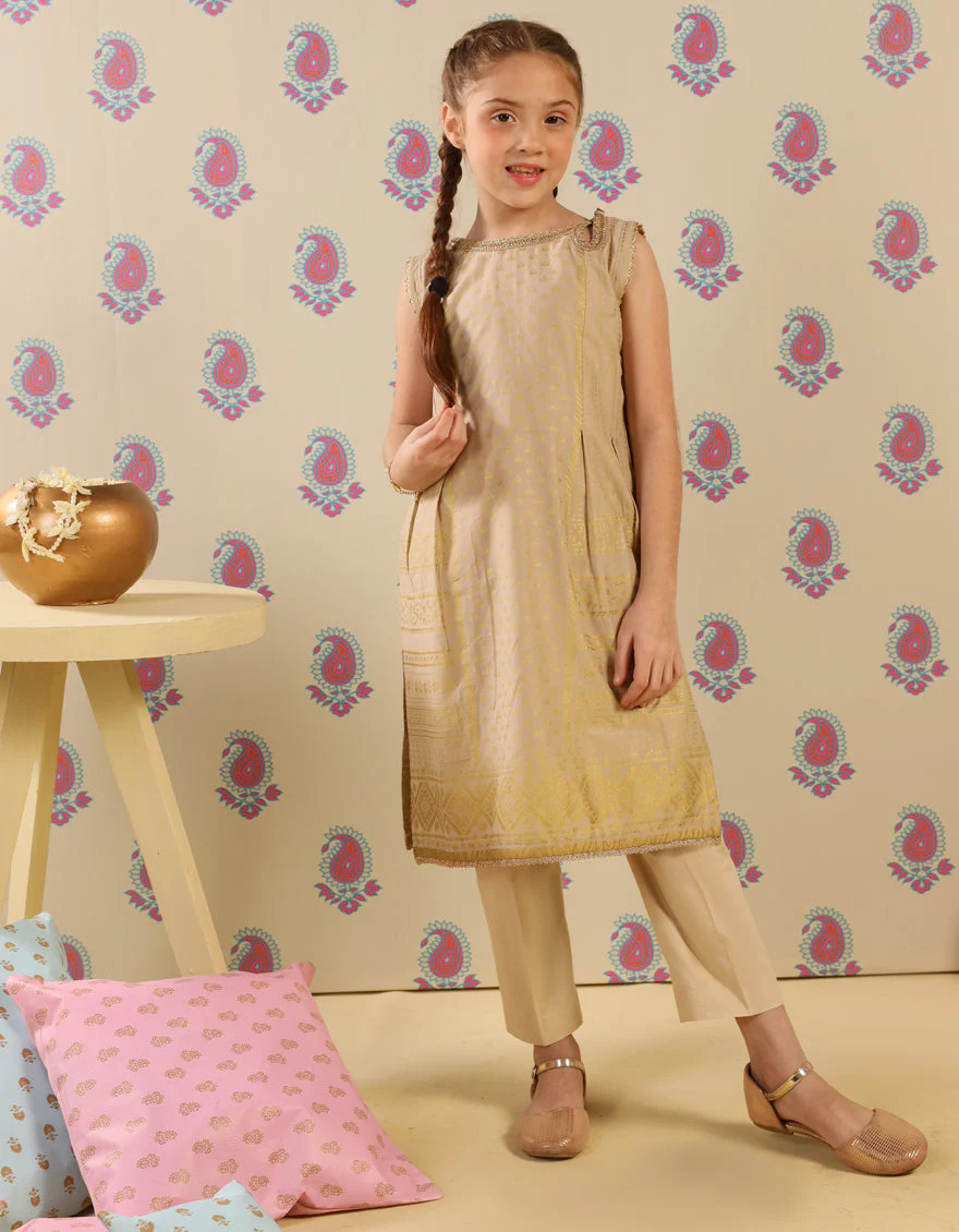 BEIGE LAWN KURTI | JGLK-S-JGS-25-2509 FB/SHEEN-1