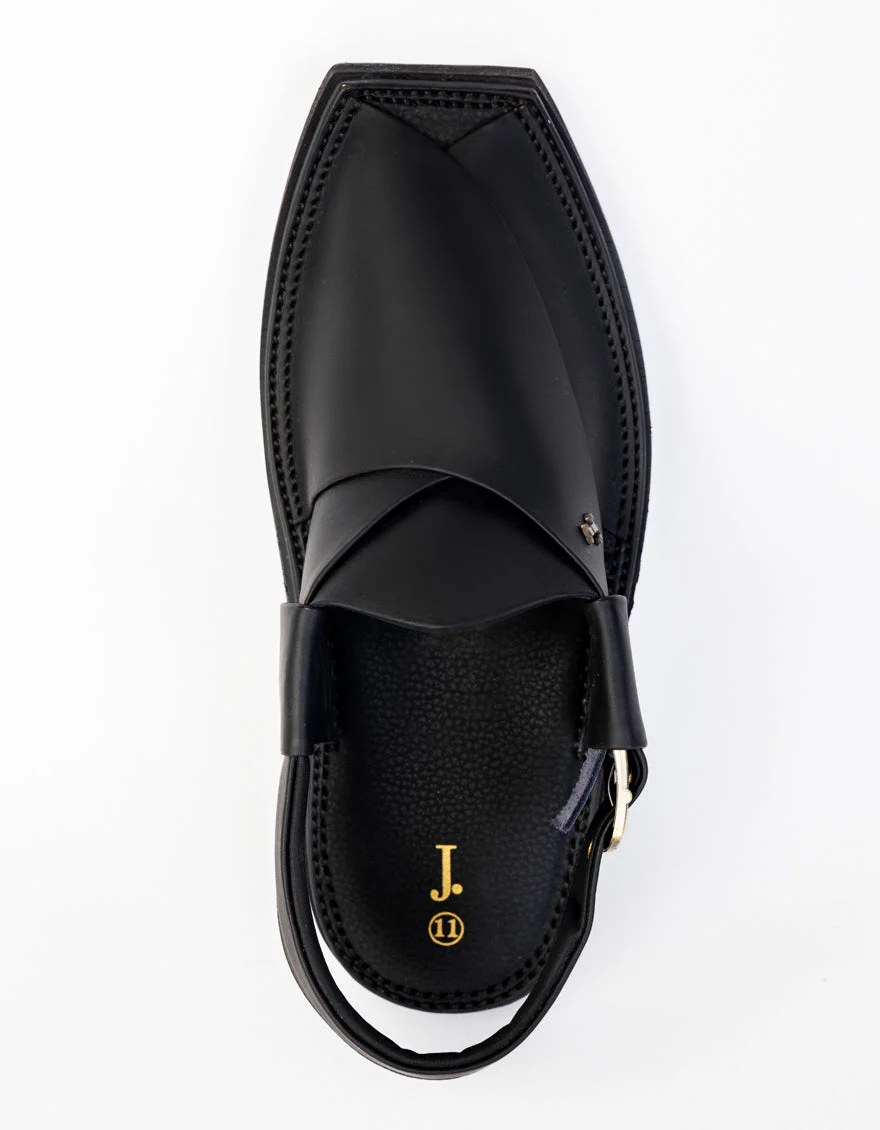 MATT BLACK PESHAWARI SANDALS | JJFW-JPC-109-KC/S25-ZA-PLN - Image 3