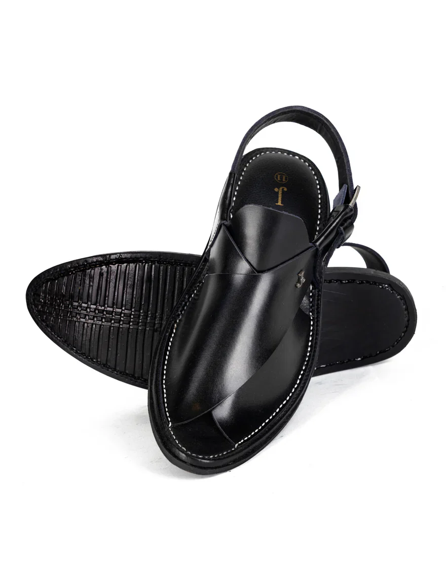 BLACK PESHAWARI SANDALS | JJFW-JPC-11426/S26-FR-TXT