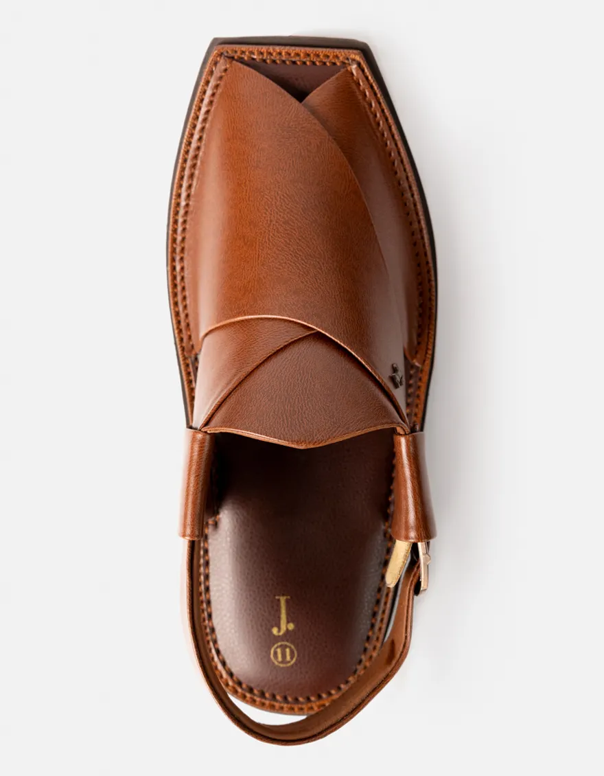 BROWN PLAIN PESHAWARI SANDALS | JJFW-JPC-128-KC/S26-ZA-PLN