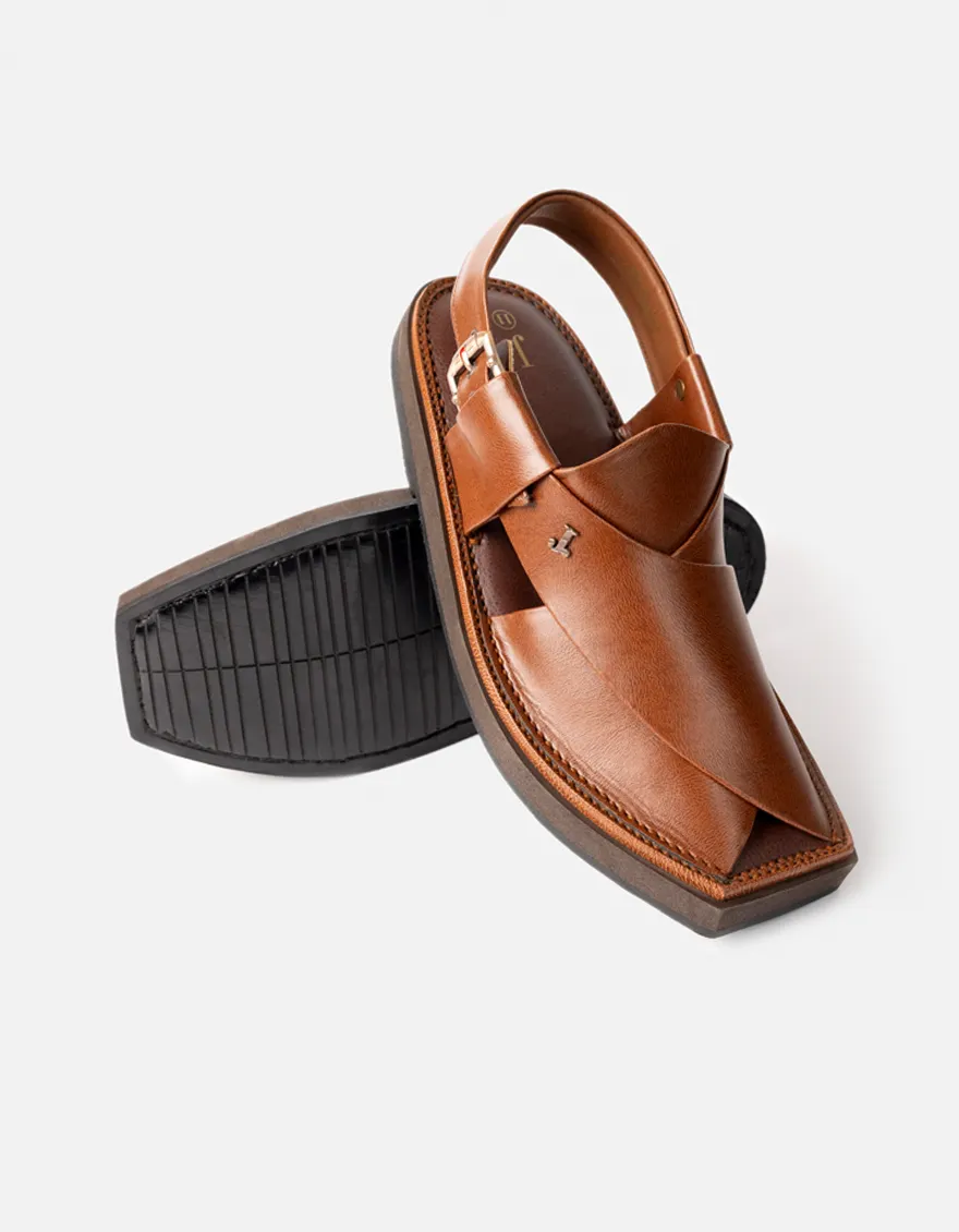 BROWN PLAIN PESHAWARI SANDALS | JJFW-JPC-128-KC/S26-ZA-PLN - Image 4