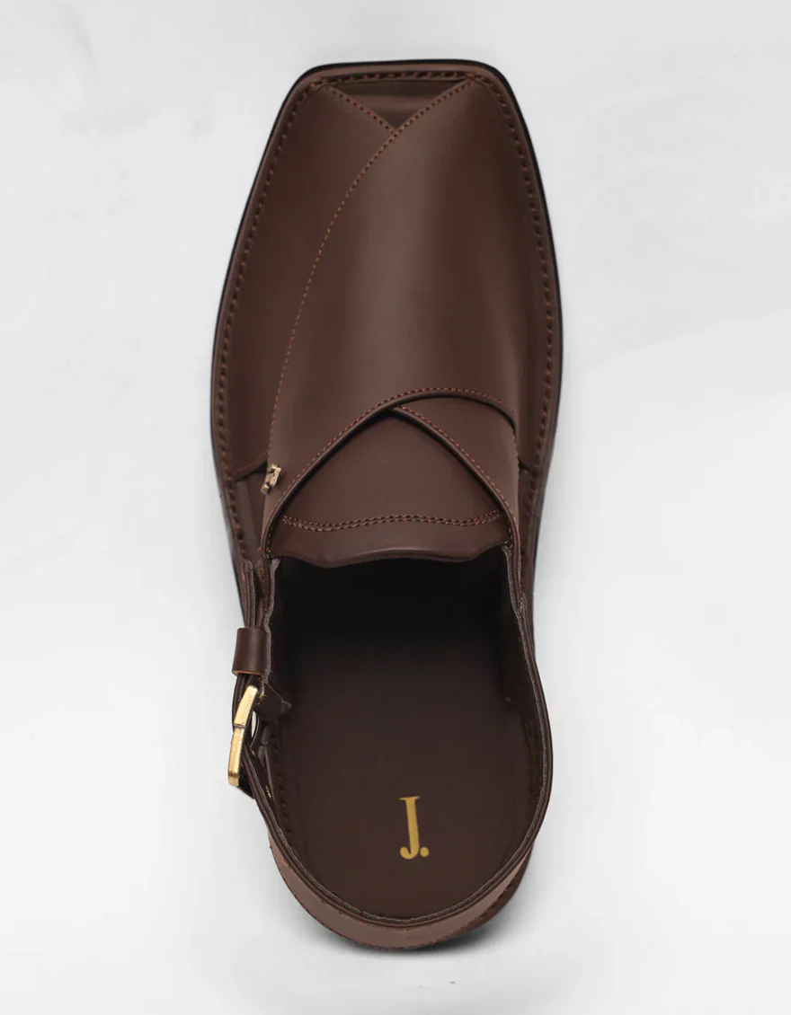 BROWN PLAIN PESHAWARI SANDALS | JJFW-JPC-4032/S26-SC-PLN