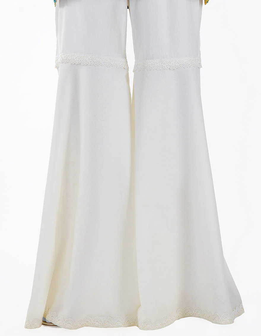 OFF WHITE LAWN GHARARA | JJGH-S-JLGH-25-8030-A FB/OFFWHITE-8030-A