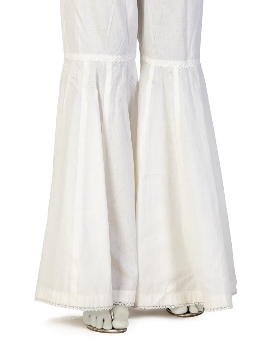 WHITE LAWN GHARARA | JJGH-S-JLGH-25-8048 FB/WHITE