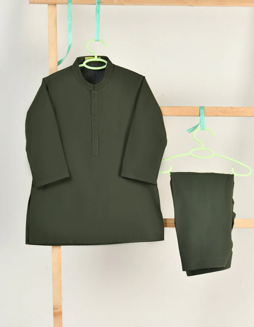 KAHI GREEN BLENDED KAMEEZ SHALWAR | JJIKS-A-34923/S24/JJ9615-PN