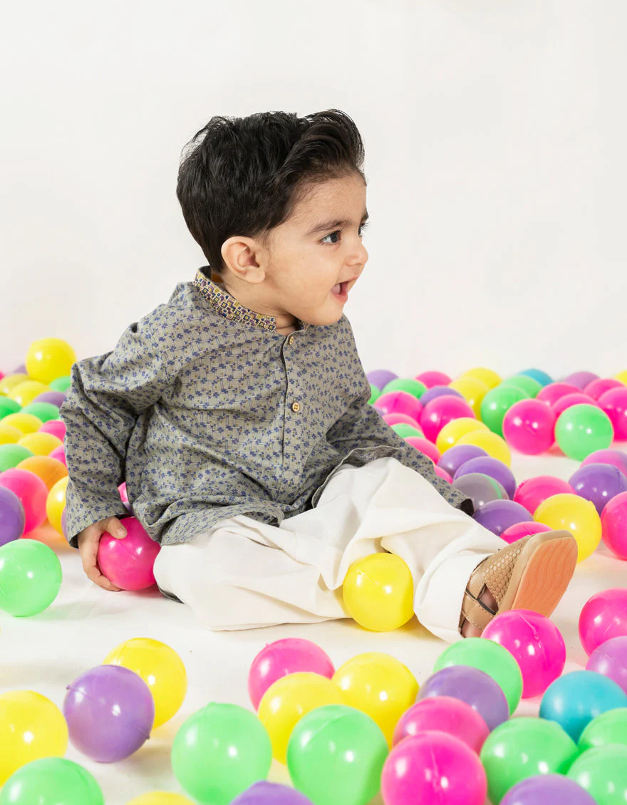 GREY COTTON KAMEEZ SHALWAR | JJIKS-A-46609/S25/JJ9774-SF
