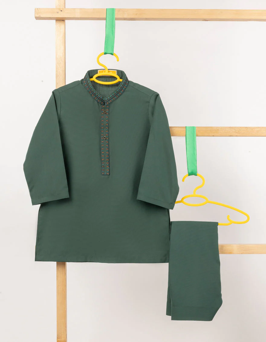 GREEN BLENDED KAMEEZ SHALWAR | JJIKS-A-46738/S25/JJ9844-SF
