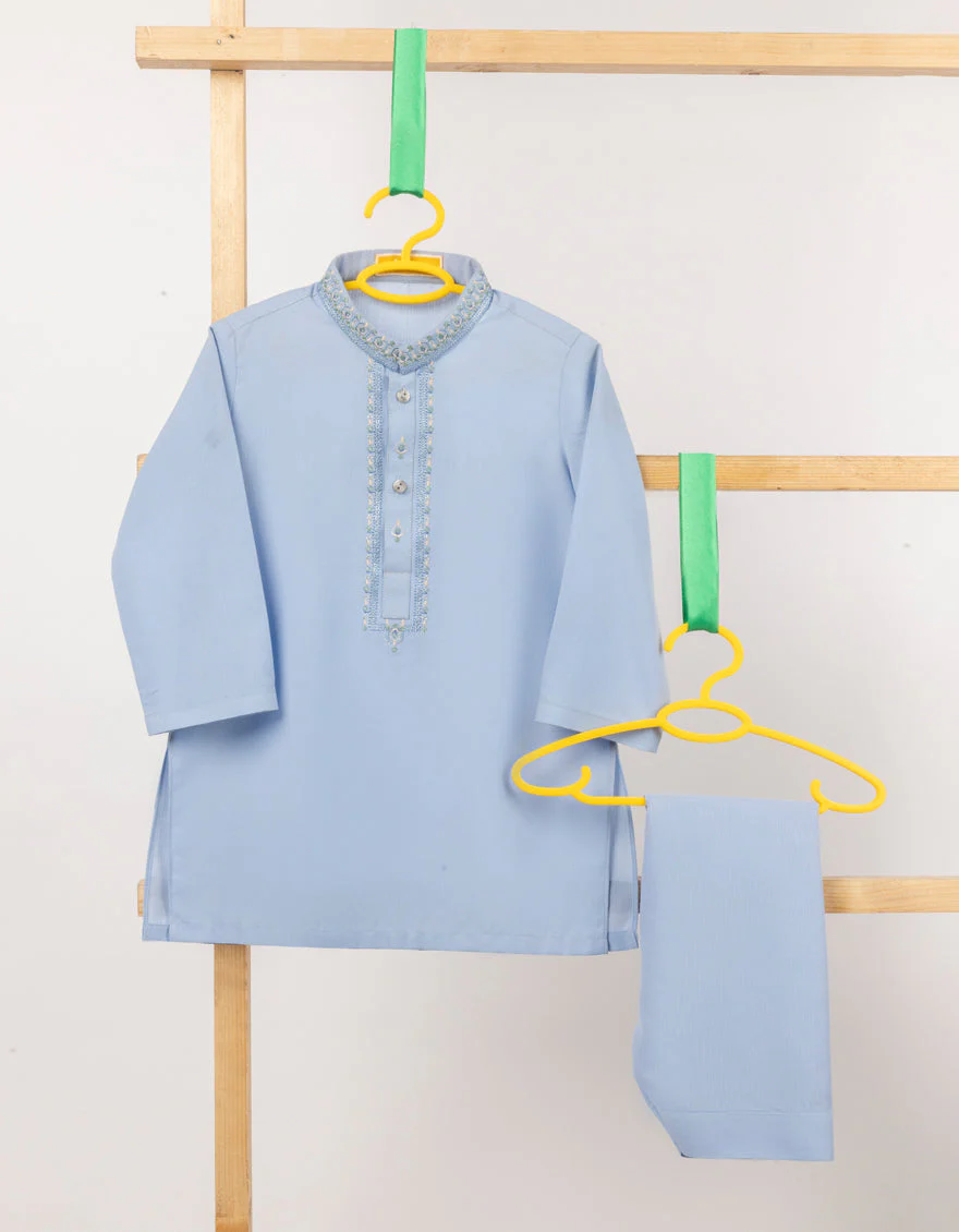 SKY BLUE BLENDED KAMEEZ SHALWAR | JJIKS-A-46739/S25/JJ9942-FL