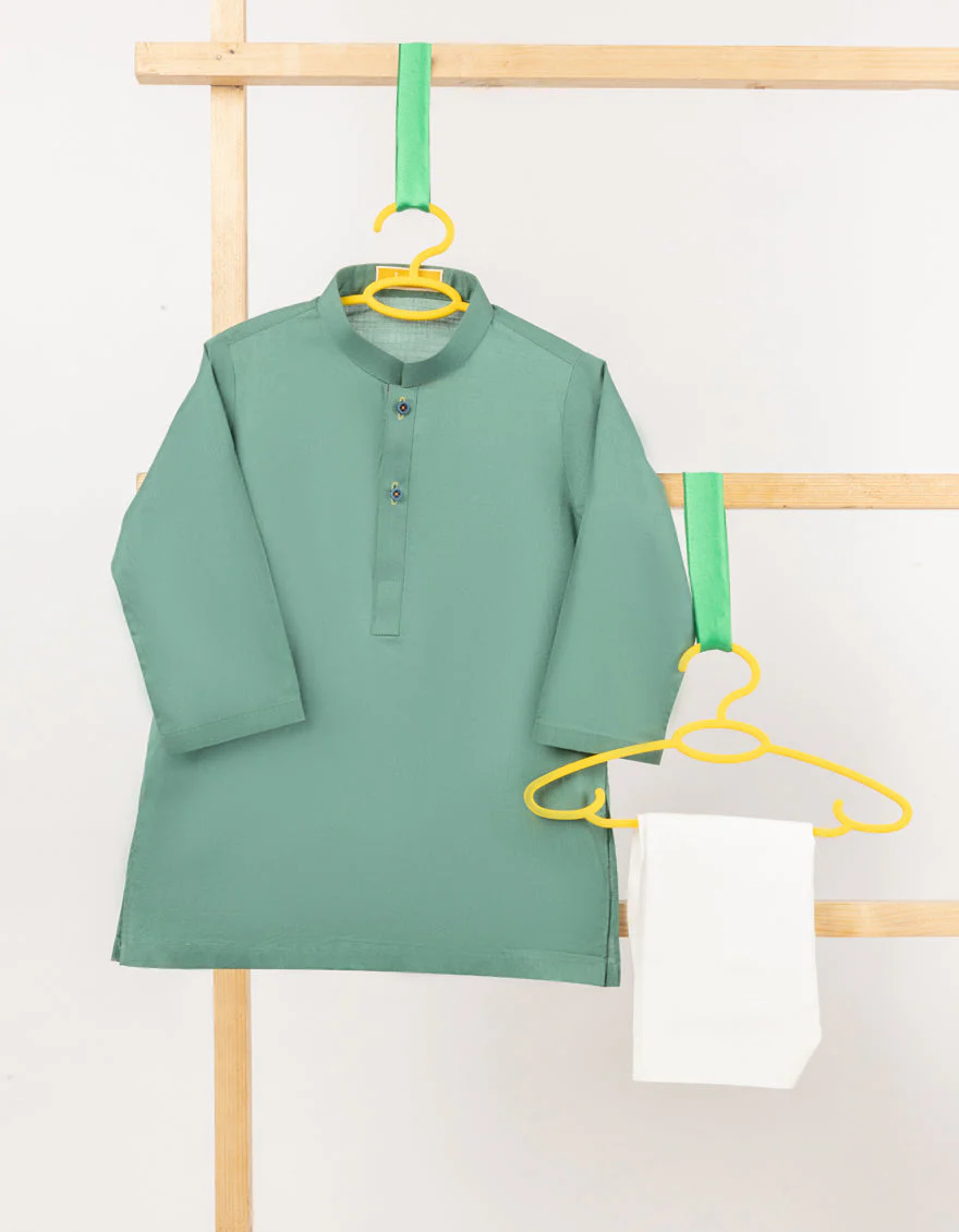 GREEN COTTON KAMEEZ SHALWAR | JJIKS-A-46787/S25/JJ9552-CL