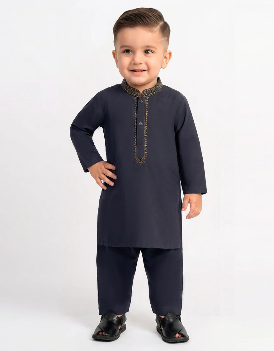 NAVY BLUE BLENDED KAMEEZ SHALWAR | JJIKS-A-46839/S26/JJ9868-FL