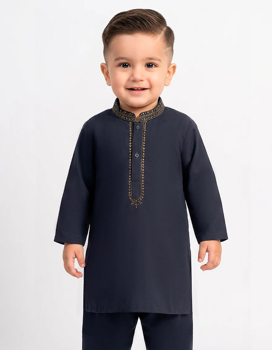 NAVY BLUE BLENDED KAMEEZ SHALWAR | JJIKS-A-46839/S26/JJ9868-FL - Image 2