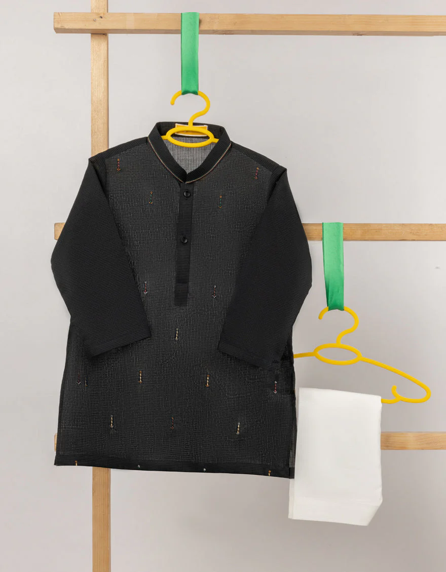BLACK BLENDED KAMEEZ SHALWAR | JJIKS-A-50110/S25/JJ8824-SF