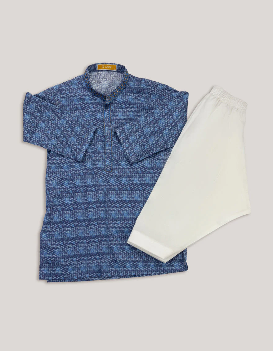 BLUE COTTON KAMEEZ SHALWAR | JJIKS-S-46699/S25/JJ9775-SF