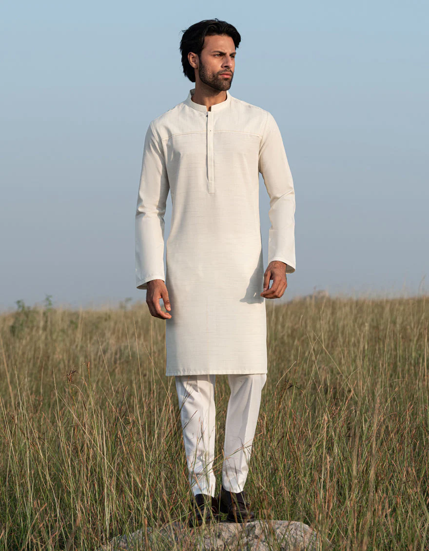 HALF WHITE BLENDED KURTA | JJK-A-33125/S24/JJ9572-CL