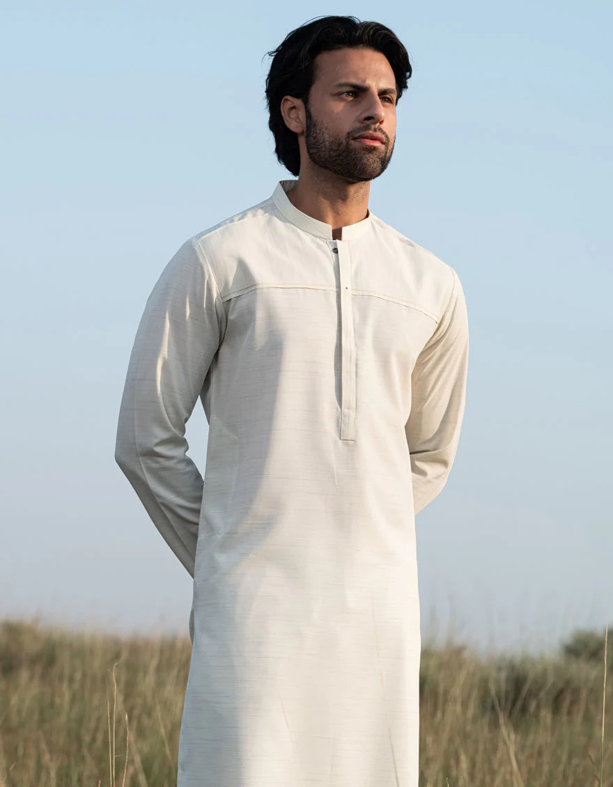 HALF WHITE BLENDED KURTA | JJK-A-33125/S24/JJ9572-CL - Image 2