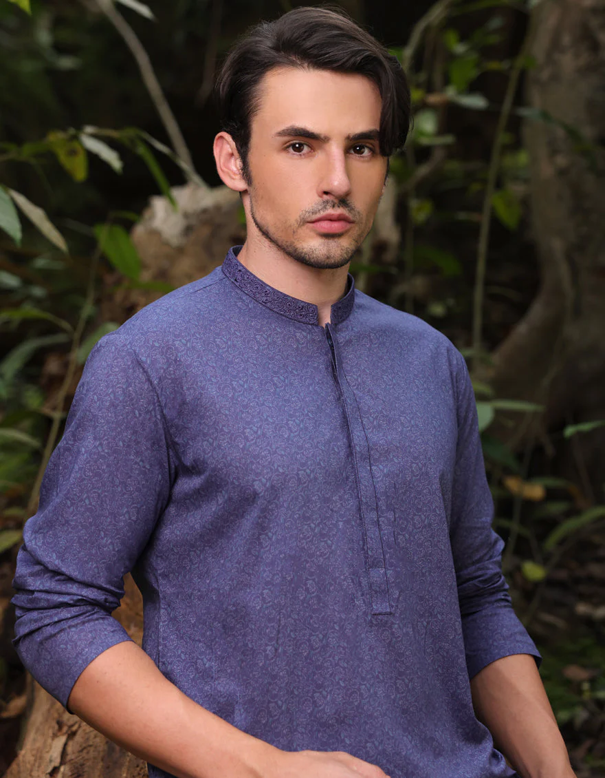 BLUE COTTON KURTA | JJK-A-33209/S25/JJ9774-SF - Image 3