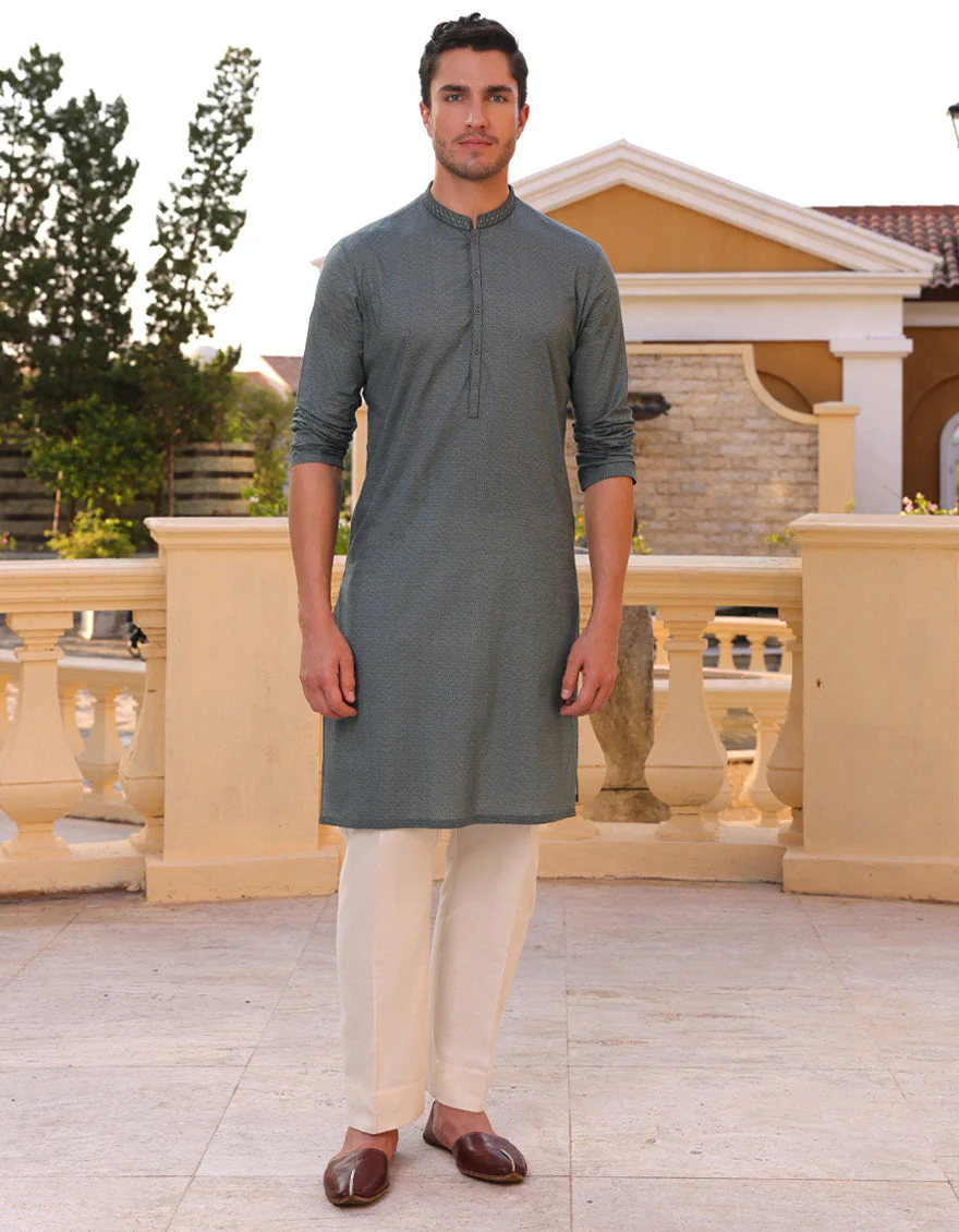 GREEN COTTON KURTA | JJK-A-33211/S25/JJ9774-SF