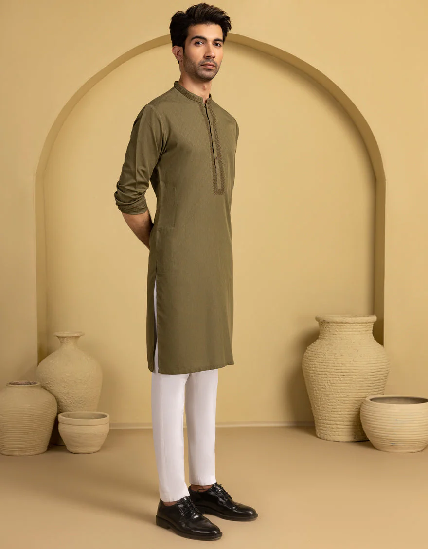 DEEP GREEN BLENDED KURTA | JJK-A-33289/S25/JJ9355-SF
