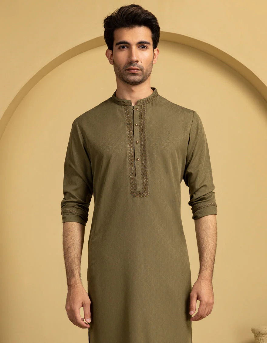 DEEP GREEN BLENDED KURTA | JJK-A-33289/S25/JJ9355-SF - Image 2