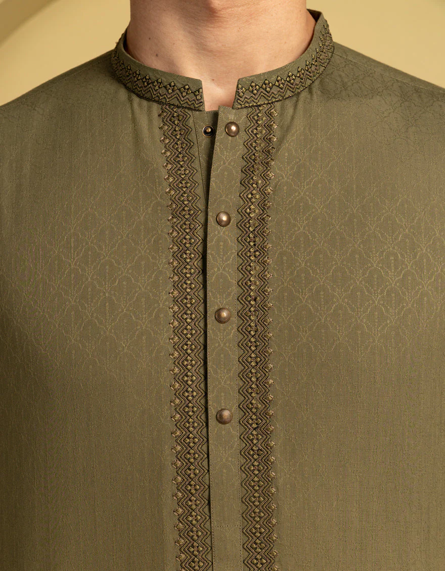 DEEP GREEN BLENDED KURTA | JJK-A-33289/S25/JJ9355-SF - Image 3