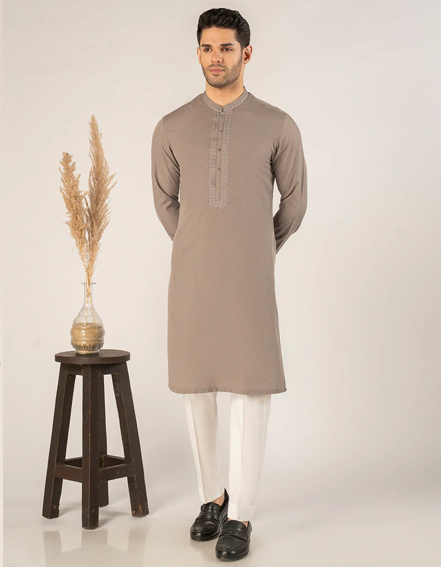 DULL BROWN BLENDED KURTA | JJK-A-33290/S25/JJ9355-SF