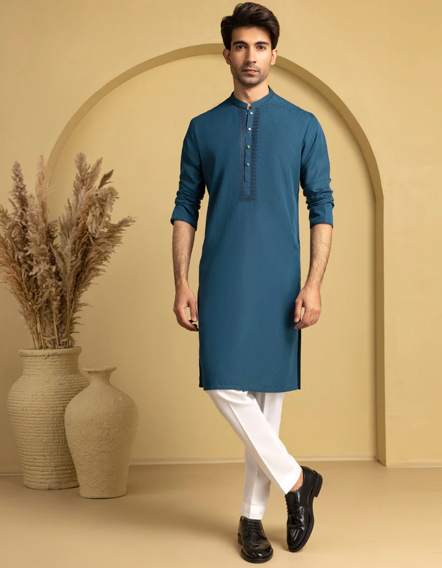 TEAL BLENDED KURTA | JJK-A-33291/S25/JJ9355-SF