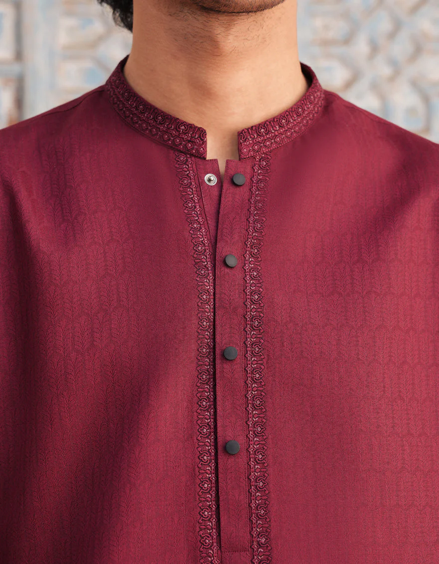 MAROON BLENDED KURTA | JJK-A-33299/S25/JJ9359-SF - Image 6