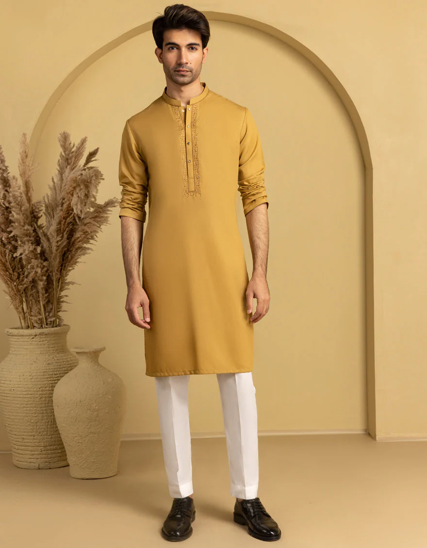 MUSTARD BLENDED KURTA | JJK-A-33365/S25/JJ9893-SF