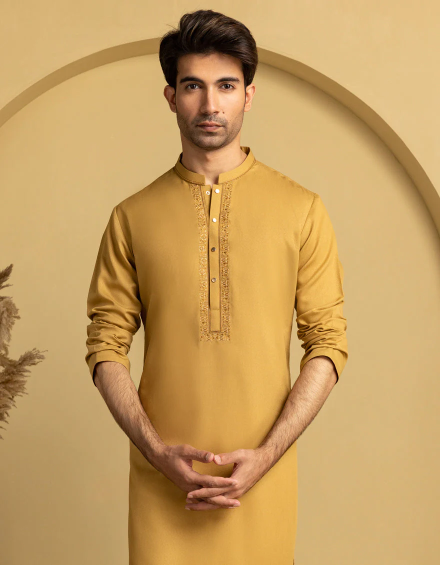 MUSTARD BLENDED KURTA | JJK-A-33365/S25/JJ9893-SF - Image 2