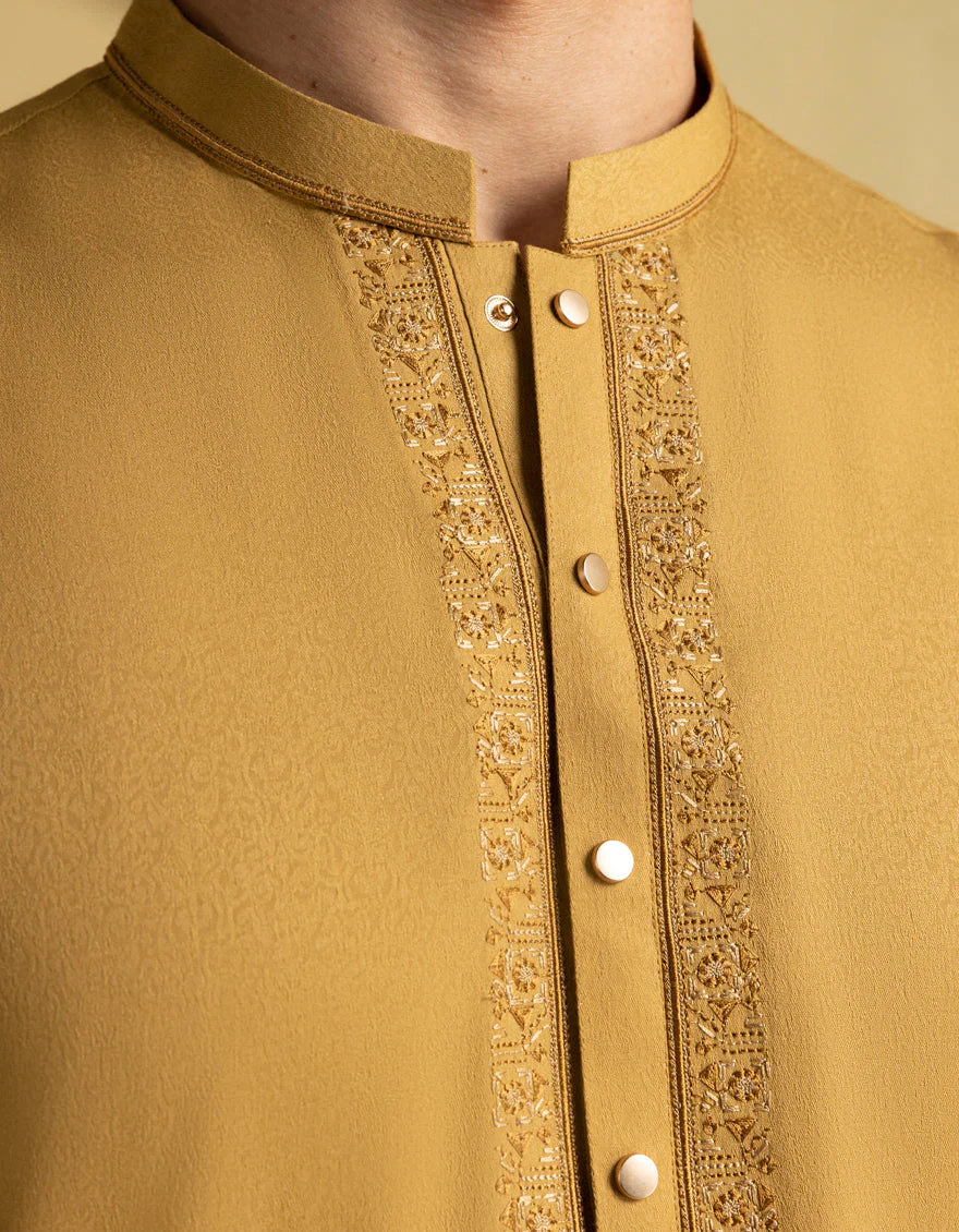 MUSTARD BLENDED KURTA | JJK-A-33365/S25/JJ9893-SF - Image 4
