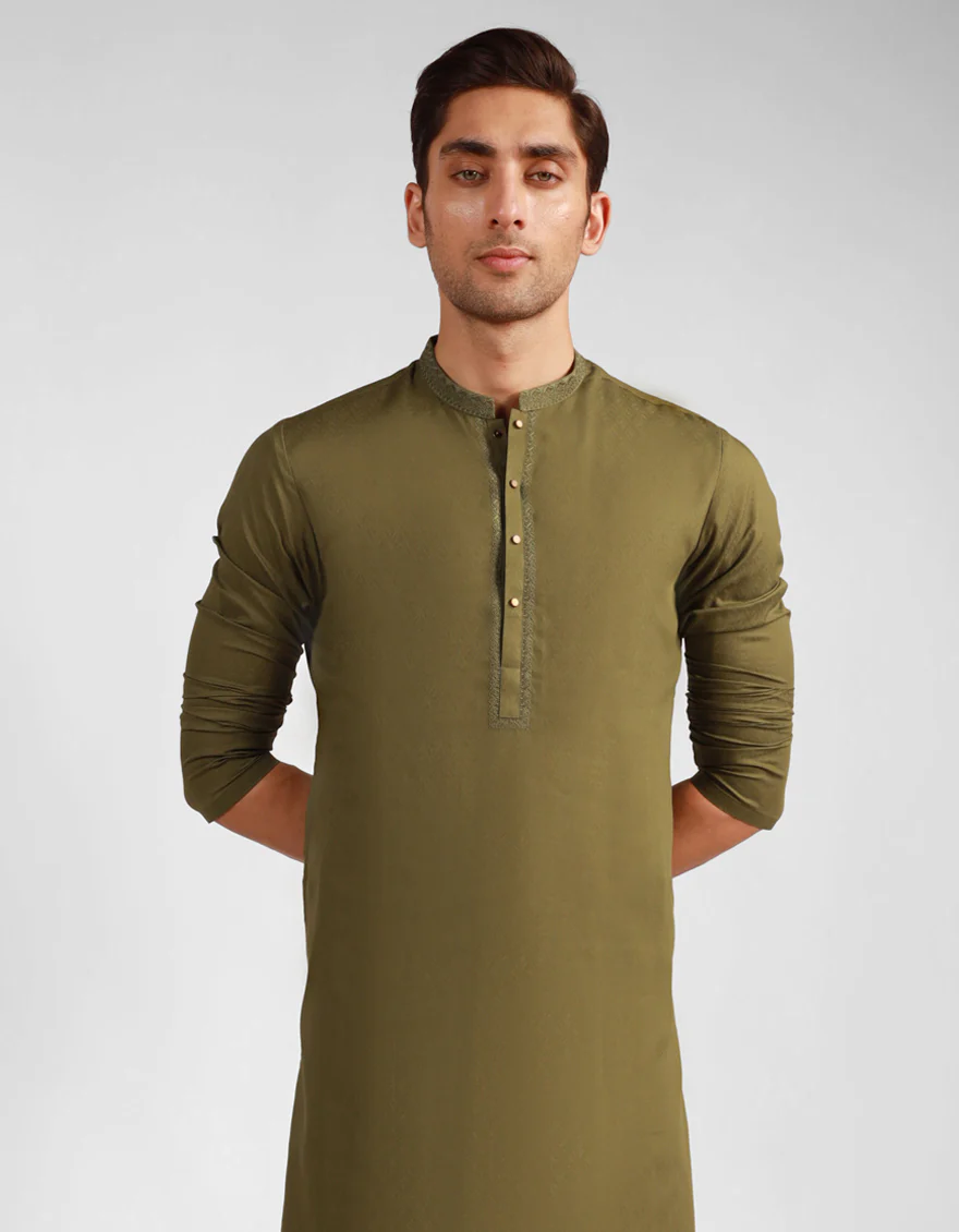 MEHNDI GREEN KURTA | JJK-A-33554/S25/JJ10511-SF - Image 2