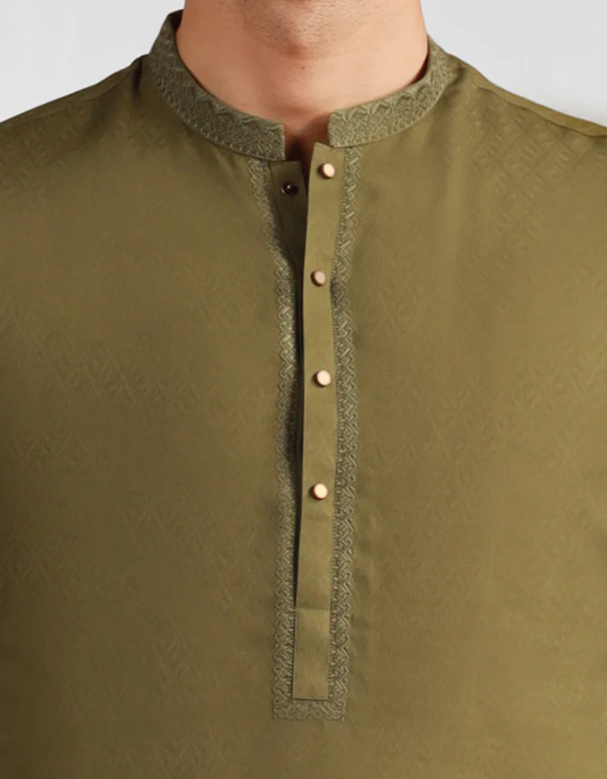 MEHNDI GREEN KURTA | JJK-A-33554/S25/JJ10511-SF - Image 3