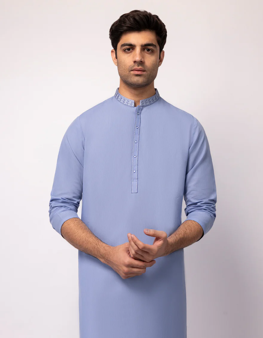 PERIWINKLE POLYESTER KURTA | JJK-A-33690/S25/JJ9944-SF - Image 2