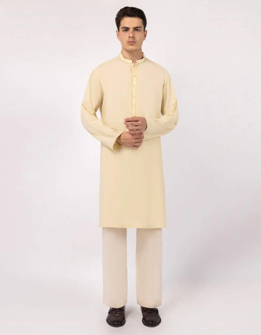 PALE YELLOW BLENDED KURTA | JJK-A-33713/S25/JJ9940-SF