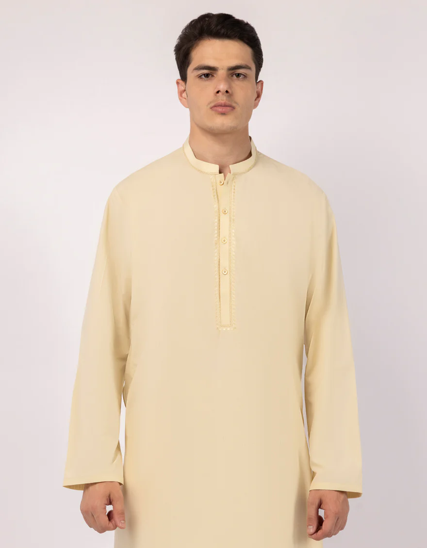 PALE YELLOW BLENDED KURTA | JJK-A-33713/S25/JJ9940-SF - Image 2