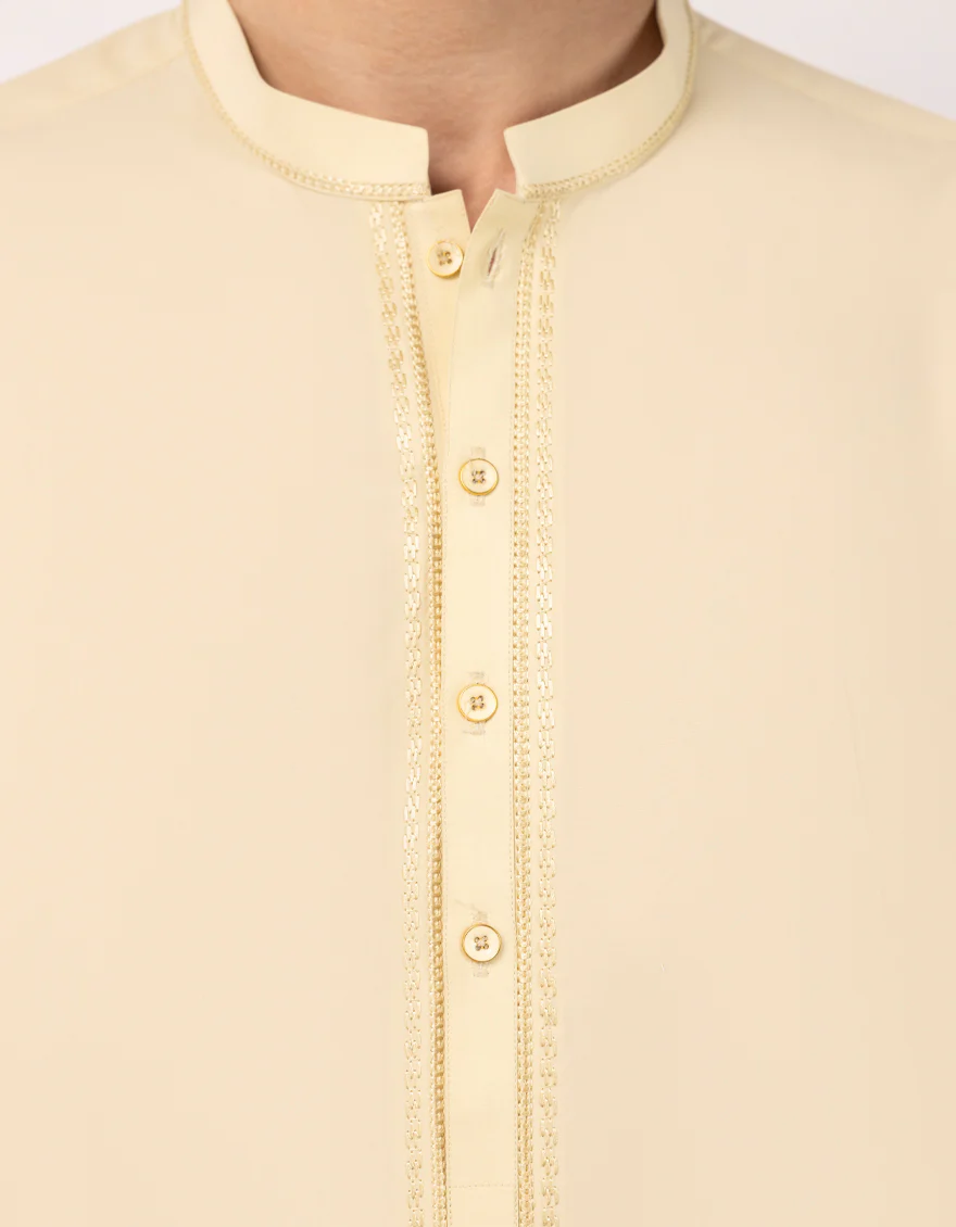 PALE YELLOW BLENDED KURTA | JJK-A-33713/S25/JJ9940-SF - Image 3