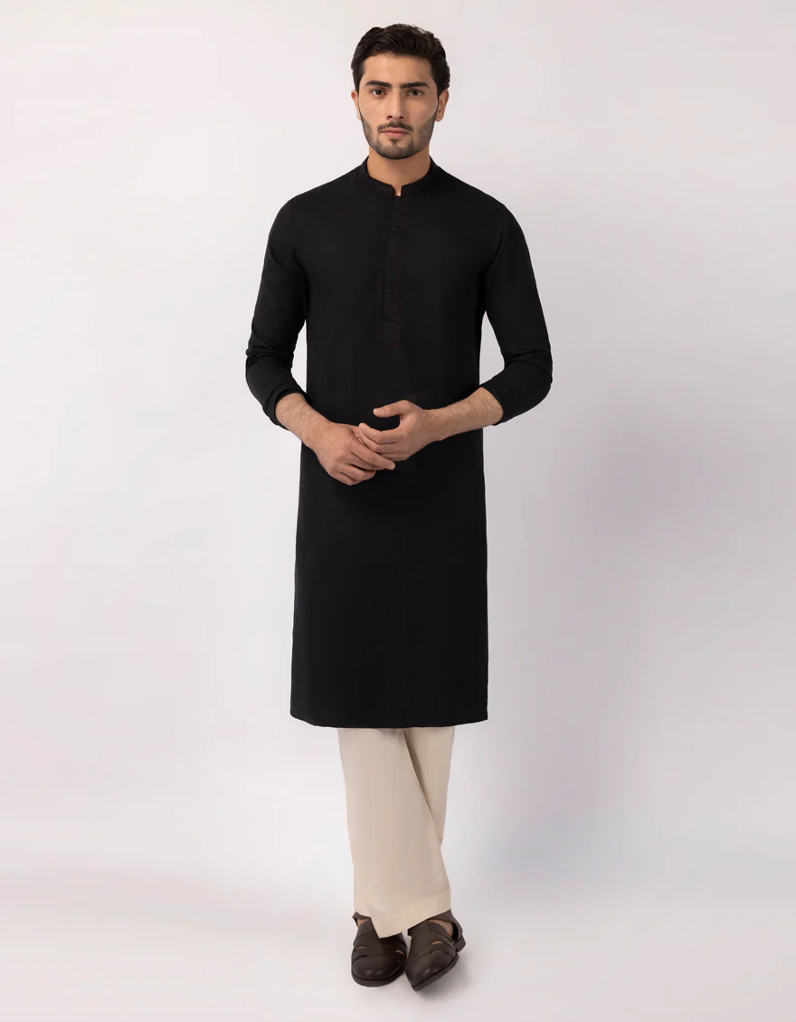 BLACK BLENDED KURTA | JJK-A-33821/S26/JJ10638-SF
