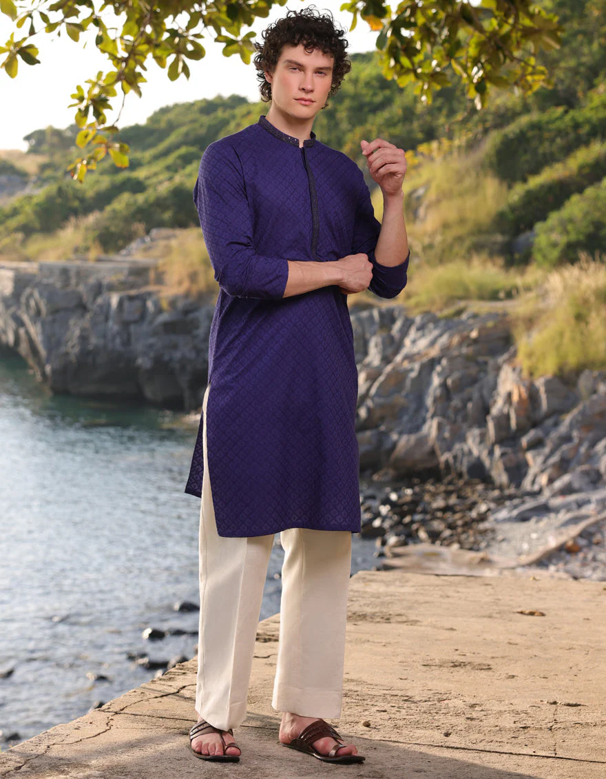 BLUE COTTON KURTA | JJK-A-34890/S25/JJ9212-FL