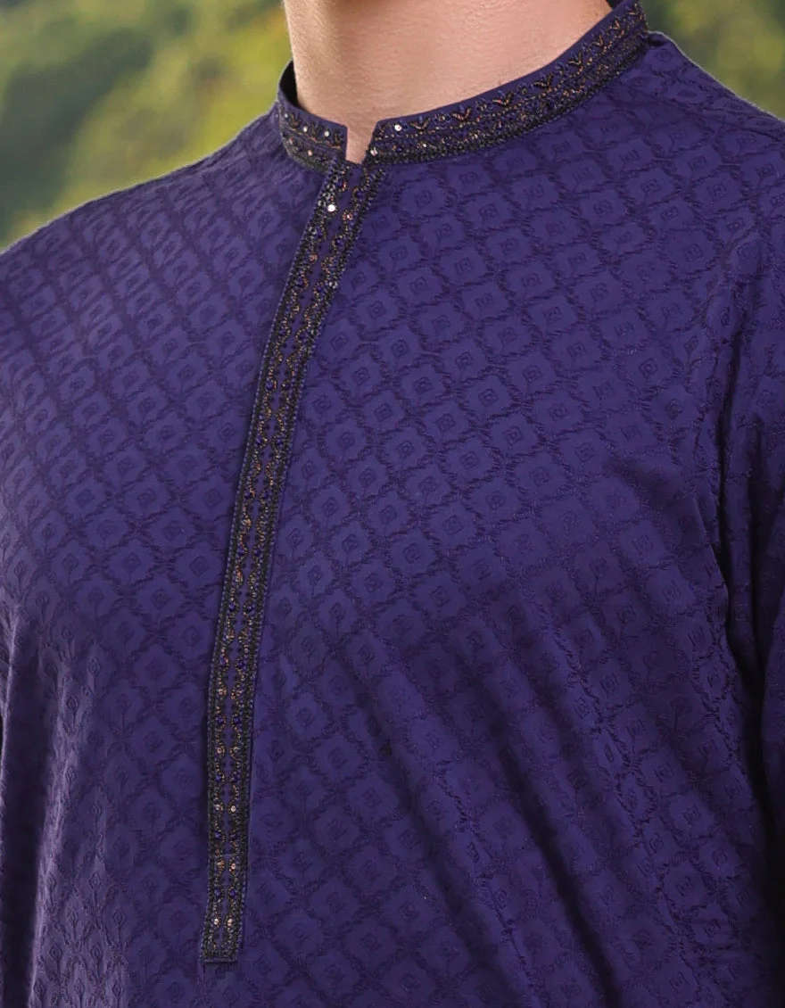 BLUE COTTON KURTA | JJK-A-34890/S25/JJ9212-FL - Image 3