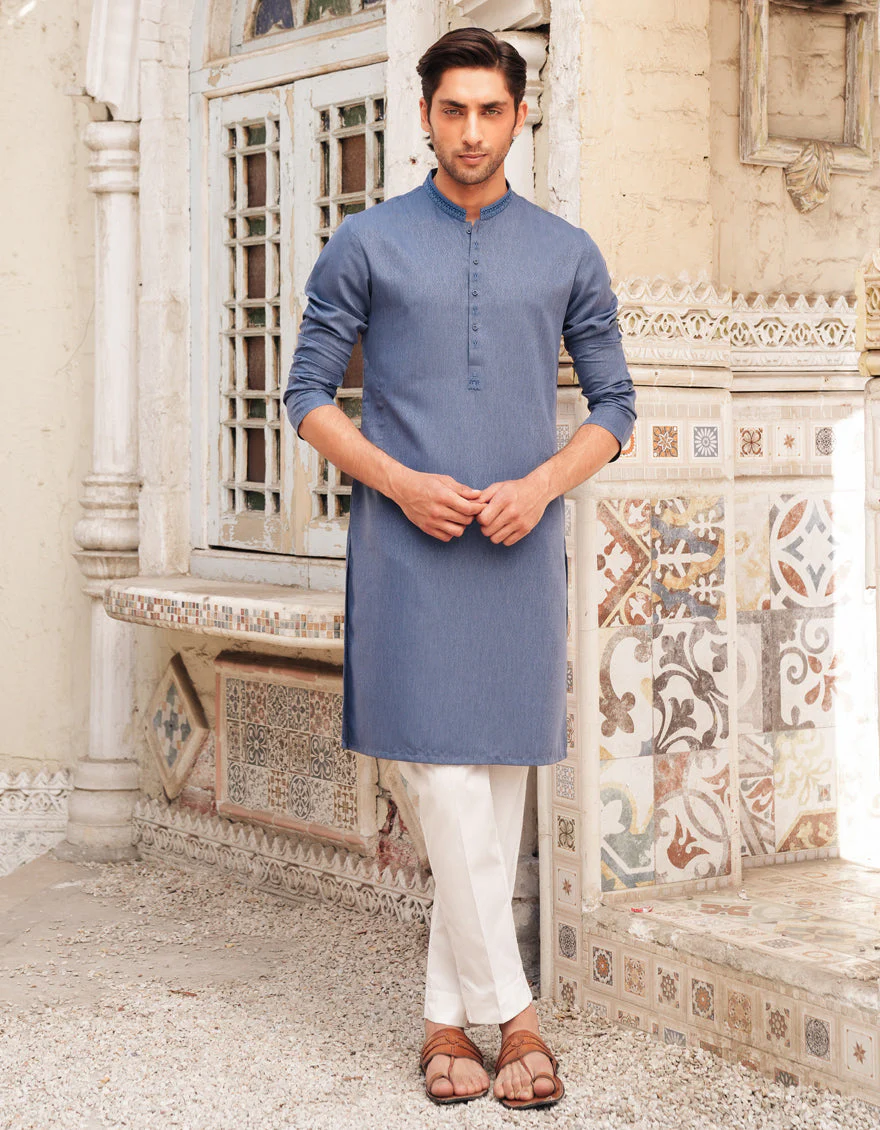 DULL BLUE BLENDED KURTA | JJK-A-46661/S25/JJ9418-SF