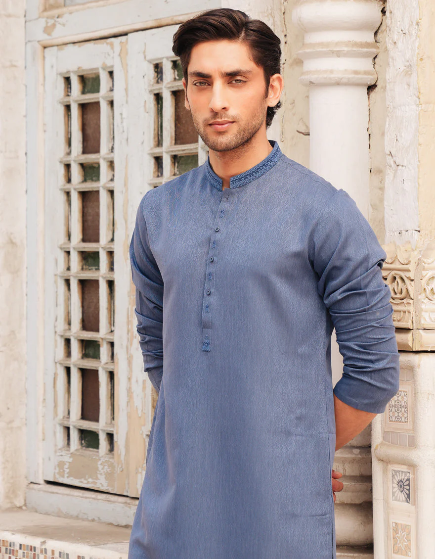 DULL BLUE BLENDED KURTA | JJK-A-46661/S25/JJ9418-SF - Image 2