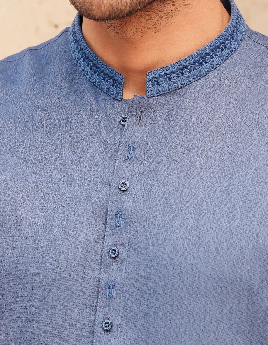 DULL BLUE BLENDED KURTA | JJK-A-46661/S25/JJ9418-SF - Image 3