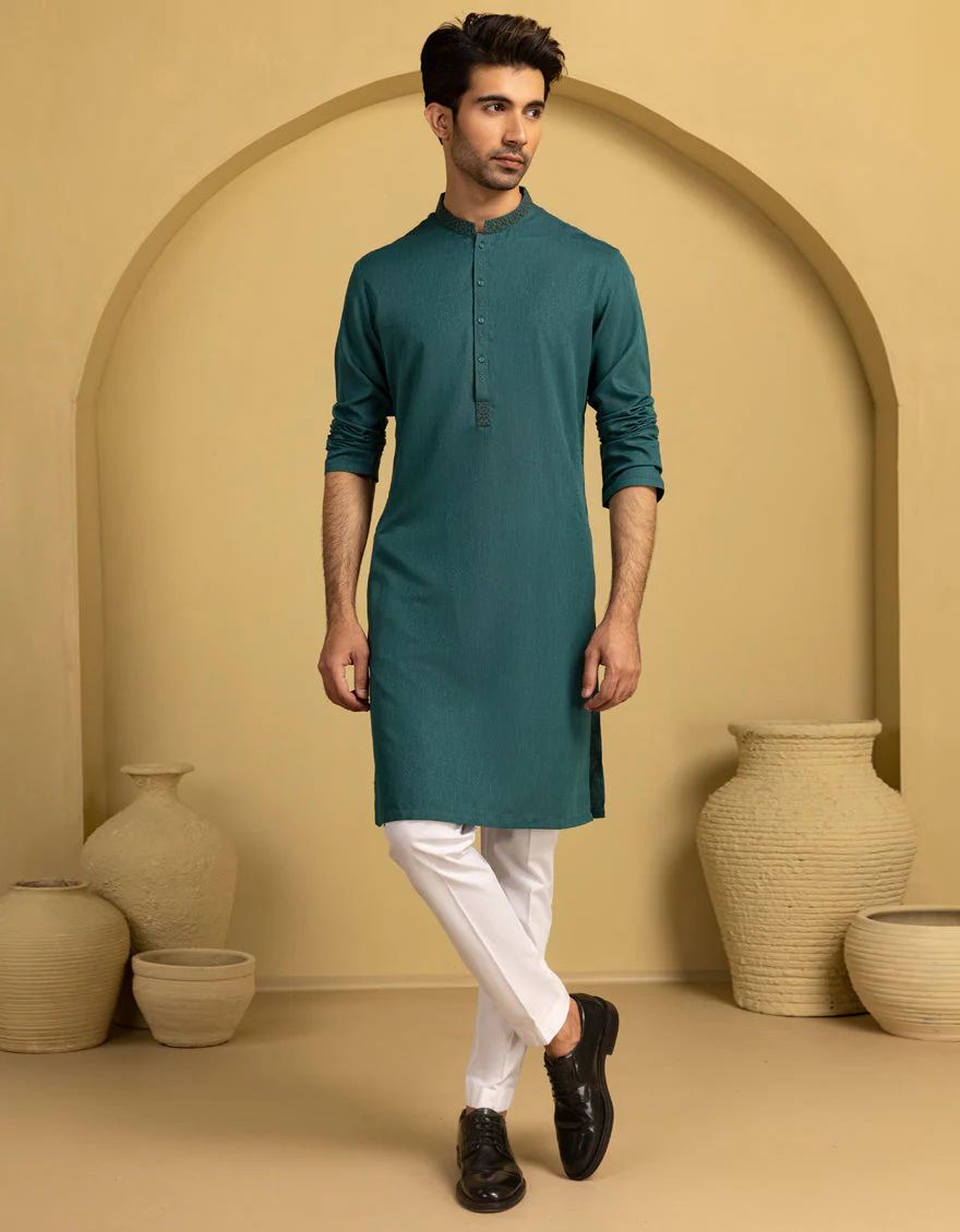 GREEN BLENDED KURTA | JJK-A-46662/S25/JJ9418-SF