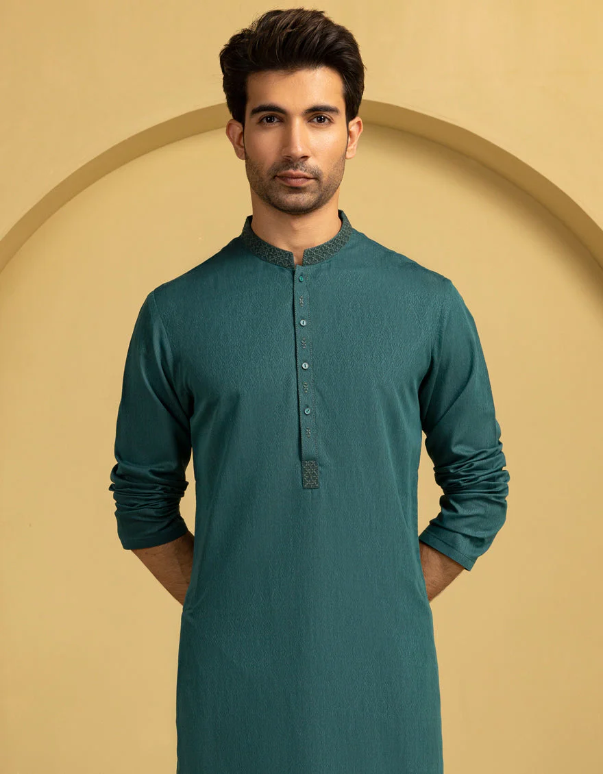 GREEN BLENDED KURTA | JJK-A-46662/S25/JJ9418-SF - Image 2