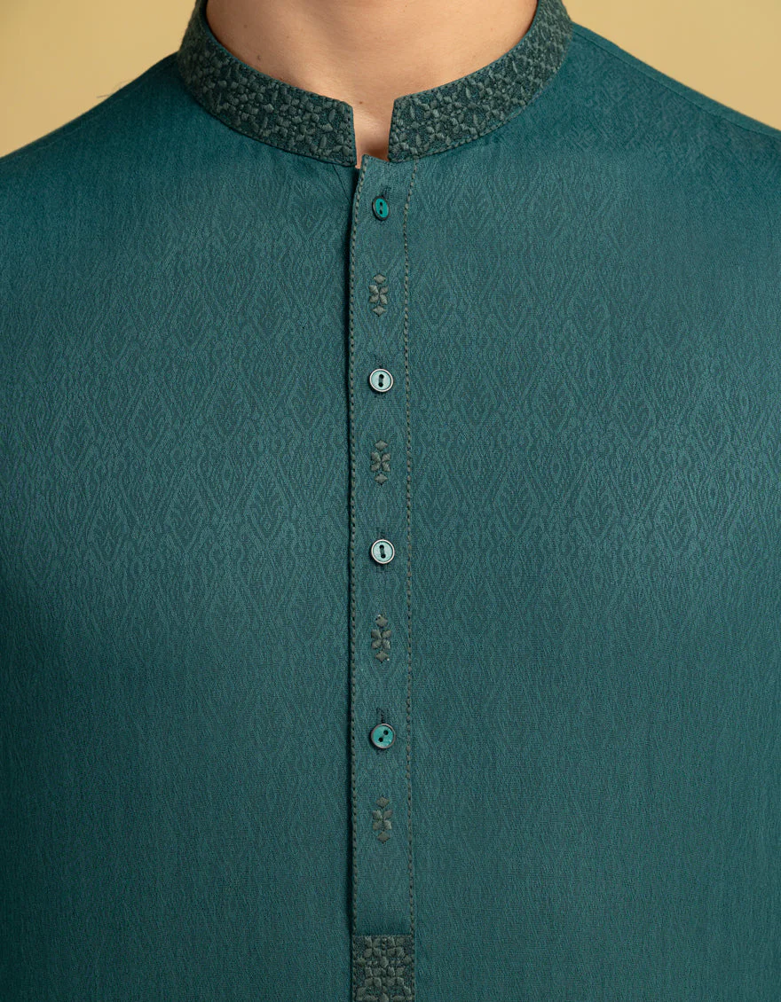 GREEN BLENDED KURTA | JJK-A-46662/S25/JJ9418-SF - Image 3