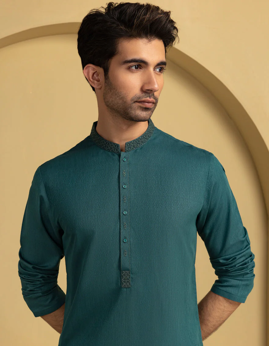 GREEN BLENDED KURTA | JJK-A-46662/S25/JJ9418-SF - Image 4