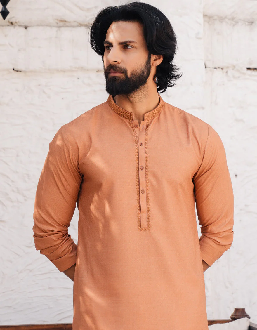 PEACH BLENDED KURTA | JJK-A-46708/S25/JJ9847-SF - Image 2